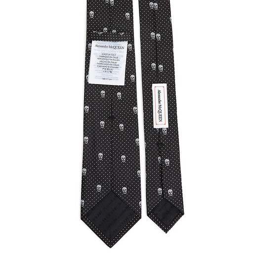 亚历山大.麦昆（ALEXANDER MCQUEEN）男士骷髅印花真丝领带 165724 4Q053 1077 黑色