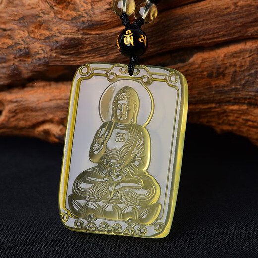 MARDOTG citrine natal Buddha pendant for men, zodiac patron saint amulet necklace for men, Thousand-Hand Avalokitesvara - Zodiac Rat