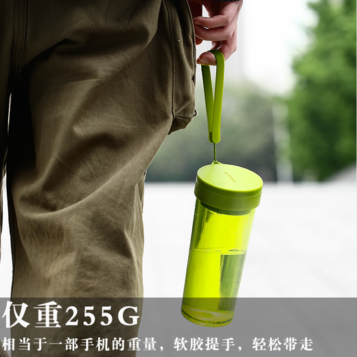 Fuguang plastic cup tritan sports men and women portable summer fitness accompanying outdoor large-capacity student tea cup 580ml black