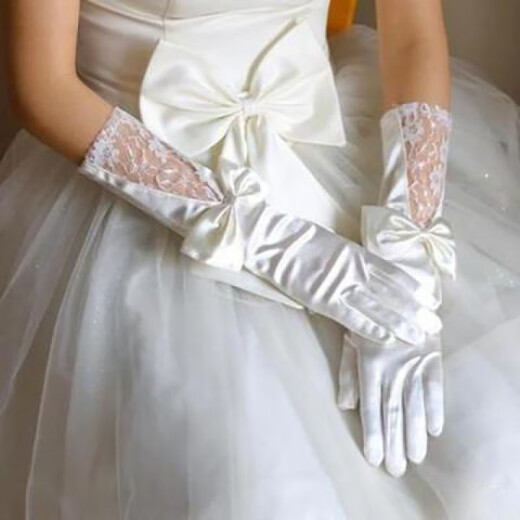 XPMR new wedding gloves, long winter bridal accessories, wedding elbow gloves, bridal gloves, wedding gloves, long winter fingered white extended lace hollow with diamonds