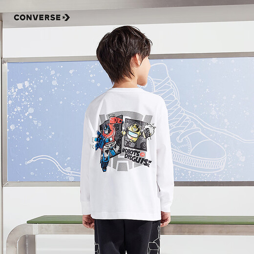 Converse【变形金刚联名】匡威儿童装秋季打底衫男童长袖T恤CNVB-LS-G689 纯白色 140 /68 【建议身高128-140cm】