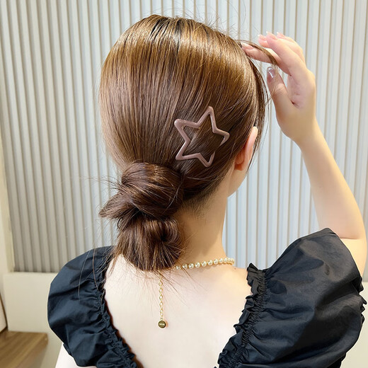 BARY REEF large star hair clip, broken hair clip, star five-pointed star color bb clip, broken hair clip, bangs clip, simple side clip, five-pointed star mixed color (pack of five)