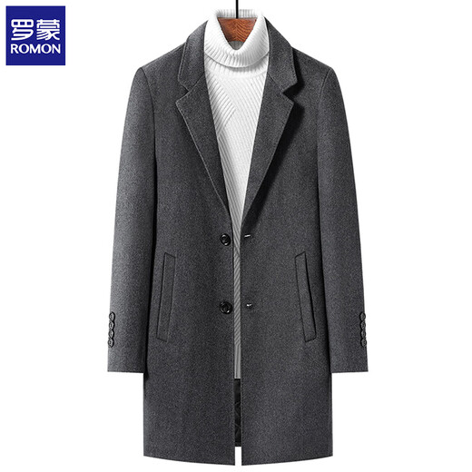 Lomon Wool Coat Men's Casual Business Formal Clothes Wool Coat Jacket LL1931 Gray XL