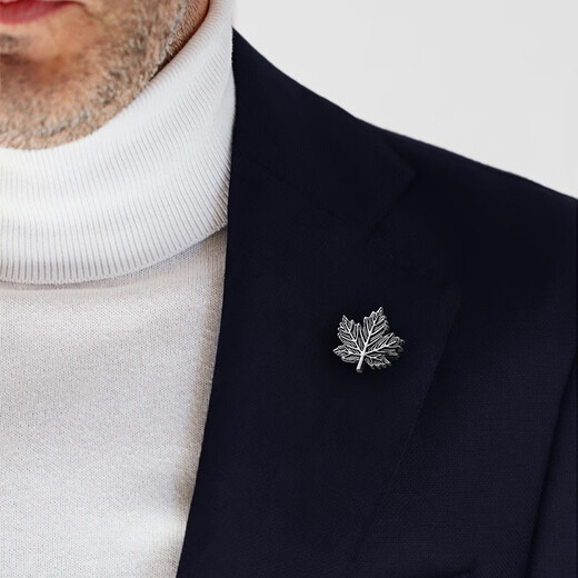 KFLK retro leaf brooch high-end lapel pin button collar corner buckle men's suit suit clothing accessories maple leaf badge silver black retro leaf K125 1 piece