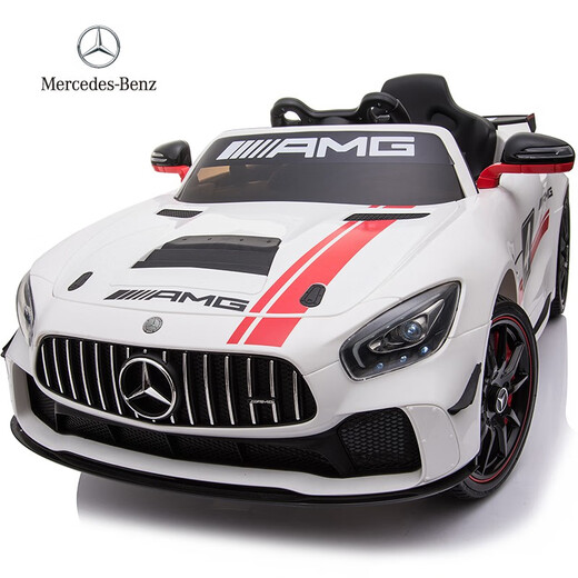 Mercedes-Benz children's electric car four-wheel car remote control toy car can sit a child with a swing baby stroller Xingchenhao painted silver gray racing version electronic steering + leather seat + portable pull rod + soft tires