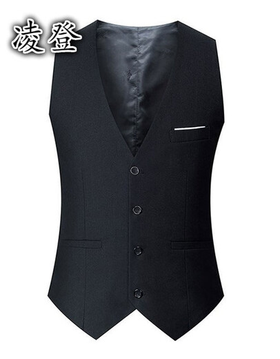 Zuosike Men's Suit Vest Korean Style Slim Vest Autumn Thin Trendy Casual Style Small Vest Men Black Four Buttons XL (110-125Jin [Jin equals 0.5 kg])