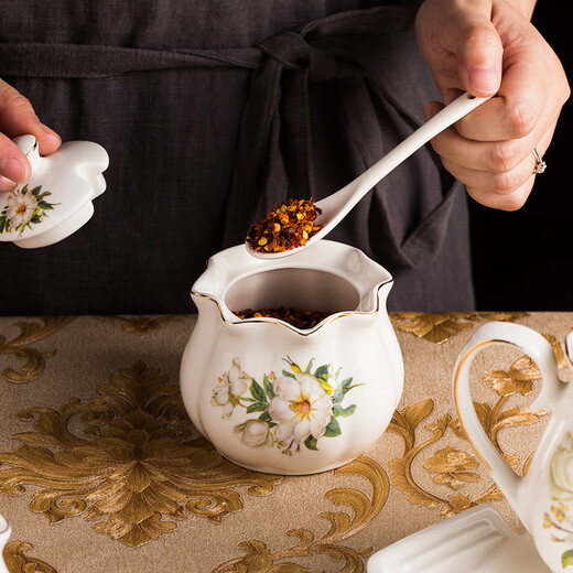 MLCRIYG European ceramic seasoning jar soy sauce bottle set kitchen household vinegar pot seasoning pot oil pot seasoning box combination supplies B type square (1 pot 1 plate 3 cans) 350ml