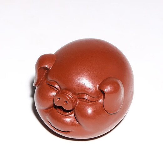 Fuyaji tea pet ornaments Yixing original mineral purple sand handmade piglet tea play handle piece Dahongpao style