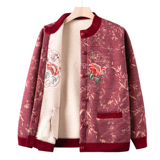 Fengxiao elderly mother's autumn and winter coat 2024 new middle-aged and elderly women's winter 60-year-old and 70-year-old lady's tops with velvet to keep warm