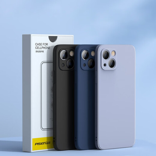 品胜 适用苹果13手机壳iphone13柔性液态保护套全包防摔13超薄软壳直边手机壳 黑色