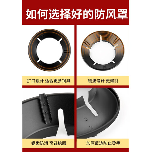 Газовая плита Danlan, энергосберегающая ветрозащита, бытовая газовая плита, верхняя ветрозащита, универсальный противоскользящий кронштейн, аксессуары, флагманский черный, утолщенный, 4 когтя (2 шт.), устойчив к горению и не ржавеет.