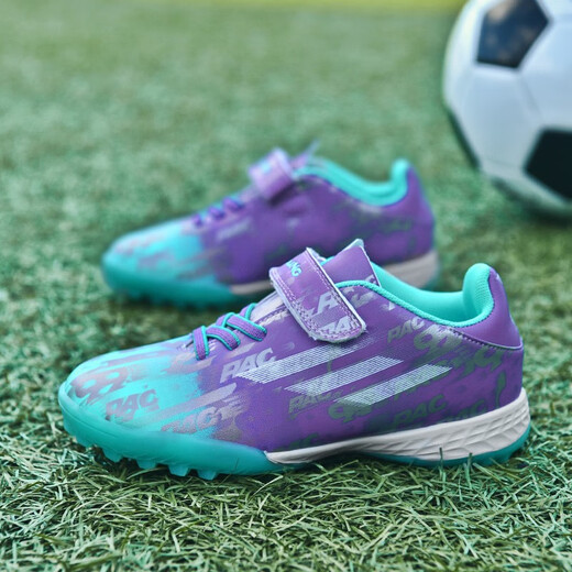 Feelaces zapatos de fútbol para niños uñas rotas para hombres y mujeres Falcon Messi zapatillas de entrenamiento para estudiantes para niños Tf zapatillas de hierba artificial 6195 menta verde verde roto 34 [calcetines + bolsa de bolas + placa de guardia]