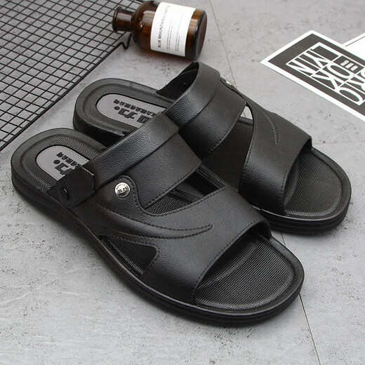 Shanghai Huili Men's Sandals Summer Sole Wear Casual Middle-aged and Young Elderly Dad Beach Anti-Slip Dual-Use Sandals 3888 Brown [Standard Size] 42