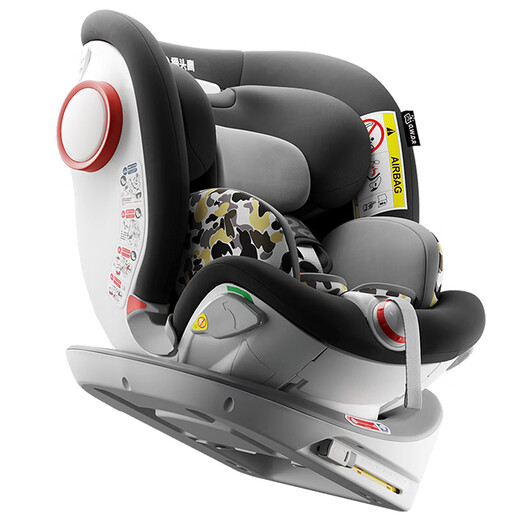 Owl (SAVILE) Miaozhuan child safety seat for baby car for babies 0-4-7 years old 360-degree iSize can sit and lie down [upgraded model] Miaozhuan deep space black