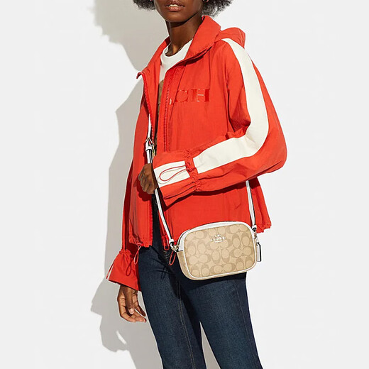 Entrenador (entrenador) Moda femenina Moda de un solo hombro bolso Crossbody Bolsa de San Valentín Negoción Caki con blanco C9926IMDQC