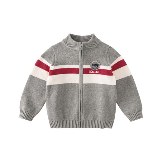 
David BELLA (DAVE/BELLA) boys sweater college style jacket medium-sized children's cardigan knitted sweater little boys' clothes autumn 2025 new children's clothing gray [spot] 150 cm (recommended height 140-150 cm)