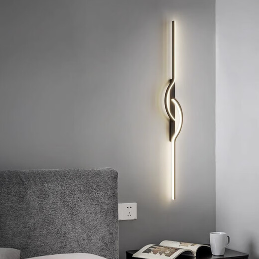 GUYES strip wall lamp minimalist creative strip lamp living room sofa lamp simple modern bedroom Guangdong Zhongshan lamp wall lamp black 60CM-warm light