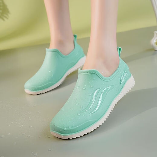 Oxygen Dragon Rain Shoes Women's New Light Mouth Fashion Rain Shoes Women's Summer Anti-Slip Anti-Wear Resistant Comfortable Thick Sole Short Tank Water Shoes Kitchen Work Candy (Khaki) 36