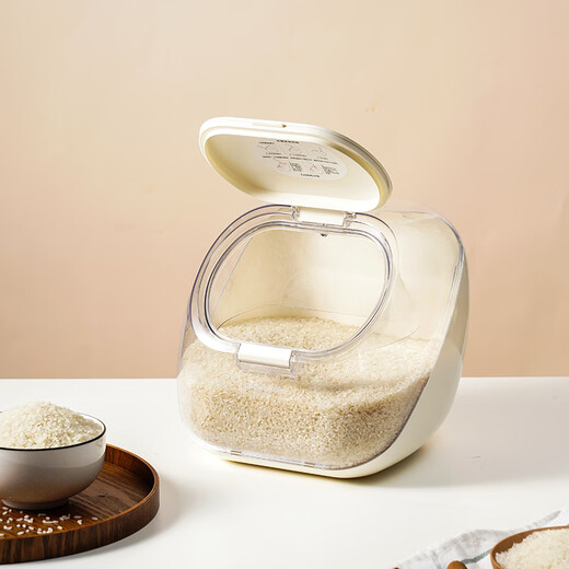 LOCK & LOCK measuring cup cereal bucket kitchen sealed rice bucket flour grains insect-proof and moisture-proof storage box 5.7L white