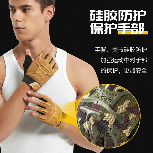 Yu Zhaolin (YUZHAOLIN) half-finger fitness sports gloves men's equipment training iron non-slip wear-resistant horizontal bar deadlift outdoor cycling black one size