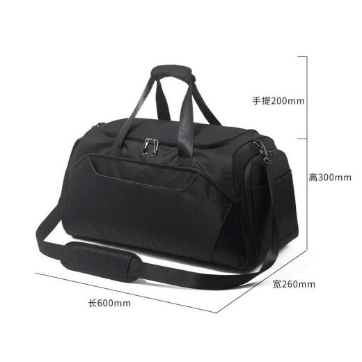 BUWEISI SL011 black portable travel bag for men, large capacity, extra large sports bag, wear-resistant men's waterproof handbag, fitness bag, business trip bag, luggage bag