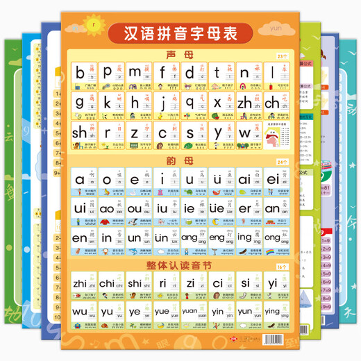 Yuan Chinese Pinyin Alphabet Wall Sticker Pinyin Training Formation Artefact Vowel Vowel First Grade's Early Education Scène [3 Photos] New Chinese Pinyin + Pinyin Syllables +