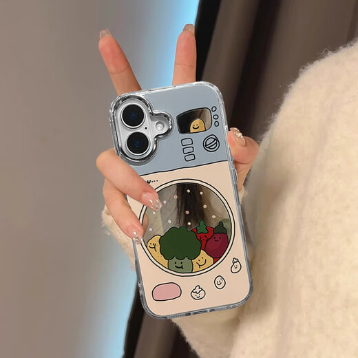 Dufana suitable for Apple 16 women's new mobile phone case iPhone16 promax comes with mirror niche non-colliding model 14 high-end sense 13 ultra-thin mirror 12 hard shell anti-fall protective cover high-definition mirror flip fruit and vegetable portable make-up mirror iPhone 16