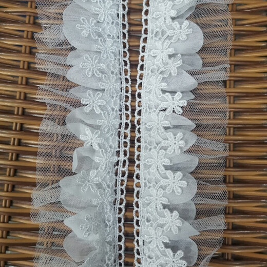 经典蝴蝶水溶花边雪纺压褶钉珠衣领裙摆窗帘搭配鞋帽婚纱礼服辅料 9225小蝴蝶网纱加珠 约13米