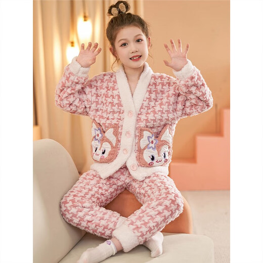 Yuan Nationality Kapibala Girls Pajamas 2024 Новая коралловая бархата с утолщенными детскими девочками осень и зимняя фланель домашняя одежда LDE6621 Код Капибала [145-155 см. Вес 60-80JIN [Джин равен 0,5 кг]