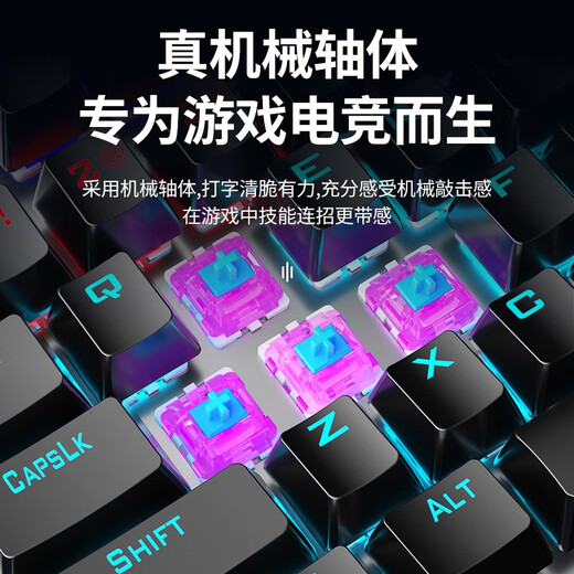 Wolf Spider (AULA) F3287 Wired Wireless 2.4G Bluetooth Three-Mode Mechanical Keyboard Game Office Wireless Keyboard Backlight 87-key Computer Keyboard [Three-Mode] Silver Black-Ice Blue Light Tea Roll-
