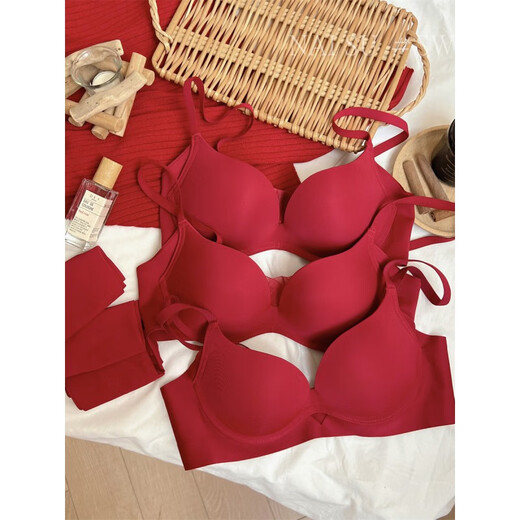 
Modal's year of zodiac underwear for women red wedding bride small breasts gathered with no traces and no steel ring mesh bra 2023 new style red mesh version 9920 (single piece) 34/75AB (through cup)