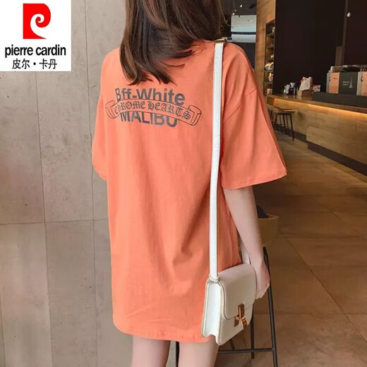 Pierre Cardin 24 NUEVA Camiseta de manga corta de longitud media de algodón puro para mujeres NUEVO ALTER DE NUEVO ESTUDIANTE COREANO ESTUDIANTE A LANZA A LAN TAMAÑO MEDIA 699# Pink Pure Cotton Quality L (recomendado 116-125 Jin [Jin iguala 0.5 kg])