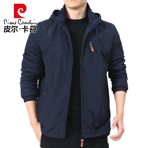 Pier Cardin Marke High-End-Herrenkleidung Outdoor Herrenjacke Herbst und Winter 2025 Neue Herbst-Tops mittleren Alters plus Samtclips plus Samt 9898 Dunkelblau Style 2XL