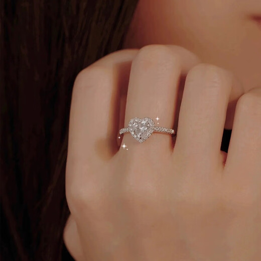 FEILACKPT950 Platinum Real Diamond Ring 925 Silver Moissanite Ring Wedding Ring Anniversary Birthday Gift for Girlfriend Light Luxury Style - Love Women's Ring Live Adjustable