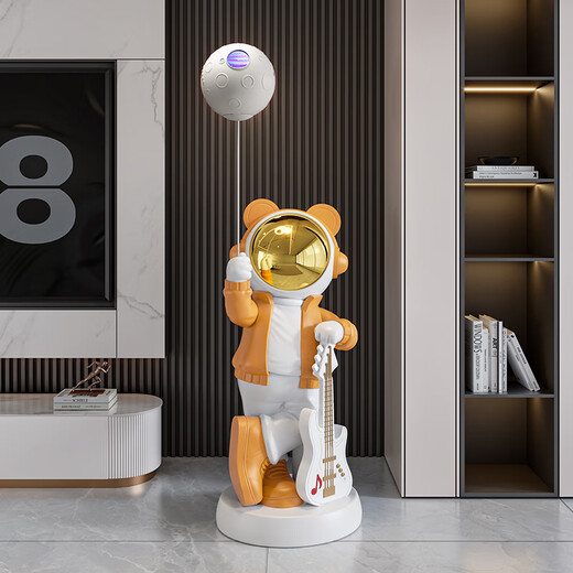 British Intelligent Xiaoai Speaker Large Floor Standing Astronaut Ornament Living Room TV Cabinet Next to Sofa Housewarming Gift Beige Xiaoai Speaker + Projector Lamp