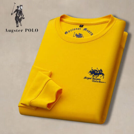 AGUGSTER Polo Auténtico Paul Autumn and Winter New Men's Loose Round Sweet Sweinshirt Polo Camiseta de caballo bordada Camiseta White 6628 L