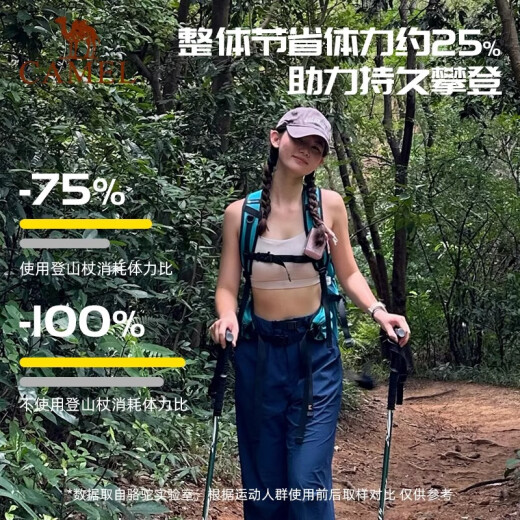 Camel (Kamel) Trekkingpol Vollkarbon Leichtes Teleskop-Krücke multifunktionaler professioneller Outdoor-Anti-Rutsch-Wanderausrüstung für Männer und Frauen 210 g mattes Schwarz-Carbon-Aluminium-Teleskop 174babp671 Universal Code