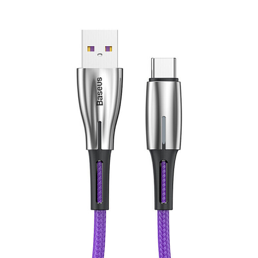 Baseus Type-c data cable is suitable for Huawei charger cable p30pro mobile phone mate10/20 fast charge 5A Xiaomi Samsung/Glory v9v10 with light cable 2 meters purple