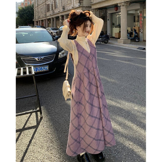 Geman Maternity Dress Autumn and Winter 2024 New Fashion Suit Going Out Western Style Shirt Top Maternity Suspender Long Skirt Suspender Skirt + Bottoming Shirt XL