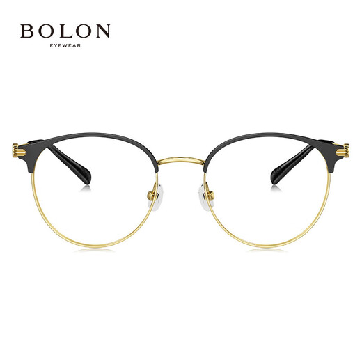 Bolon Tyrannosaurus Gaceras de miopía Nuevo producto Yang Zi El mismo espejo óptico de metal de ojo de gato retro se puede combinar con Myopia Women BH7029 B12-Gold/Semi-Gloss Matte Black Single Frame