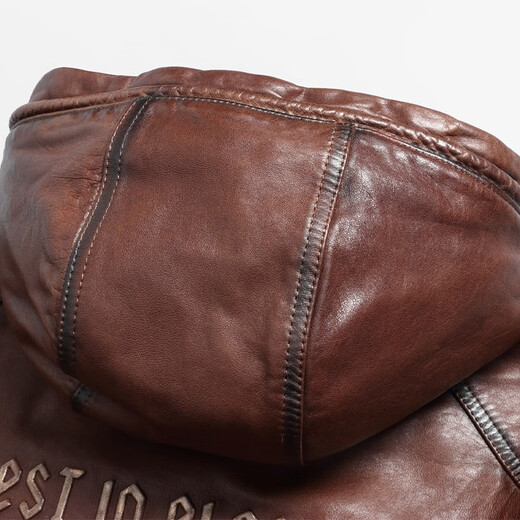 Hengyuanxiang Ziegenlederfell einteilige Männer mit echter Lederjacke für Herren silberne Ball grau Nerz Innerer Deckel Marten einteiliger kurzer Reißverschluss mit Kapuze Winter Brown L.