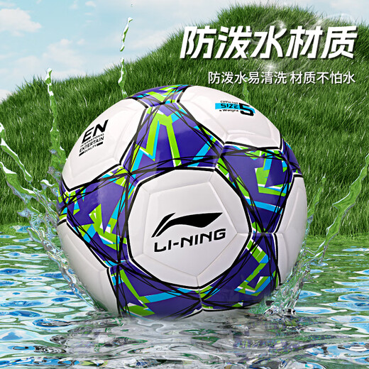 李宁（LI-NING）足球训练比赛用球中考专业标准世界杯 儿童青少年学生运动球 5号白蓝【TPU贴皮】LFQK695-1