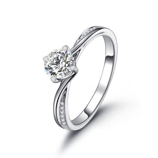 AVHE platinum double certificate cultivated diamond four-claw twisted arm diamond ring. Looking for a wedding gift for the Chinese Valentine's Day platinum for my wife. Platinum diamond ring-1 carat D color cultivated diamond.