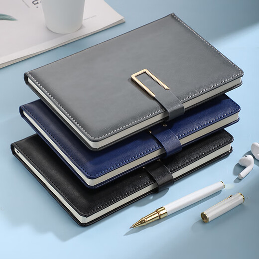 Xihe (XIHE) Magnetic button notebook customizable logo simple A5 high-end business office stationery notepad work conference student record book A5-826 black 200 pages [magnetic button] [single package]