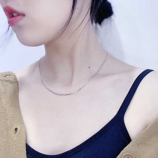 Heye Jewelry Long Cross Chain Hollowed Out to Look Big Platinum pt950 Necklace Women's Couple's Platinum 4.36g Square Buckle 40 Adjustments 38cm Approximately 1.4mm