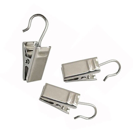 Jinguluo KCAA-596 Curtain Clip Hook Windproof Clip Curtain Accessories Strong Clip Shower Curtain Clip Thickened Clothes Clip Silver White 20 PCs