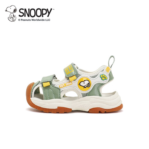Snoopy (SNOOPY) children's shoes, boys' sandals, new summer Baotou anti-collision river shoes for small and medium-sized children, non-slip breathable beach shoes, matcha green, size 30, suitable for feet length 17.9-18.6cm