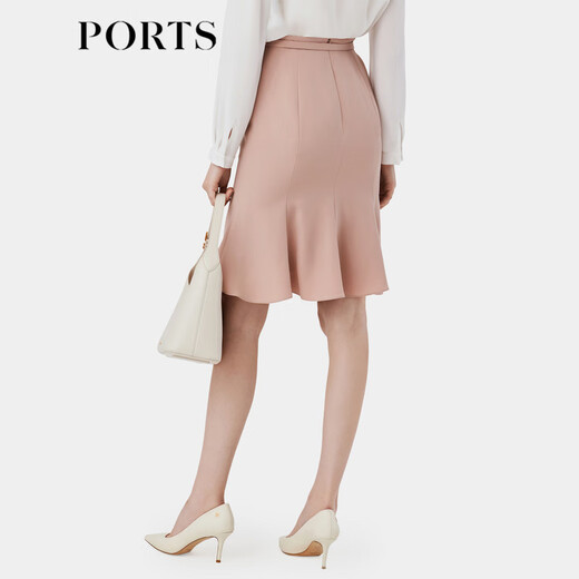 PORTS Women's Autumn New Gentle Style Belt Decoration Hip Fishtail Skirt ALN8S001JWP048 Pink XS (2)