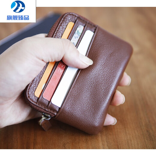 Mzxm allemand de qualité importée en cuir bleu en cuir masculin en cuir authentique mini-portefeuille petite pièce de pièces de monnaie pour cartes de cartes de cartes de cartes de fermeture éclair