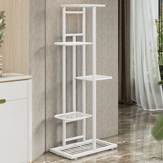 Solno Blumenständer mehrschichtige Klappboden im Innenhause Balkon dekorativen Blumenständer Schmiedeeisen Wohnzimmer Innenhof Einfaches Sukkulpfmittel Rack Weiß H916 (6 Töpfe verbesserte Version)